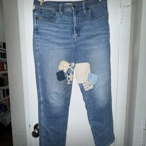 Madewell Light Blue Patchwork Straight Leg Jeans